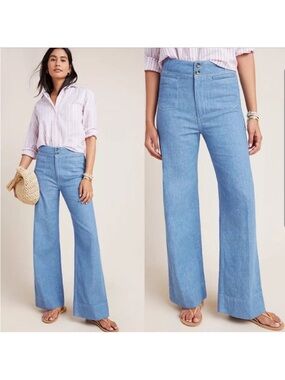 Women’s Pilcro & The Letterpress Anthropologie Trouser Jeans Wide Leg Size 28